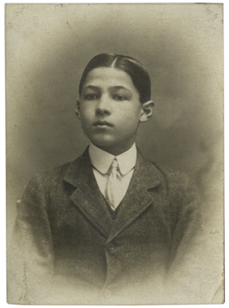 Rudolph Valentino Signed Photo With His Real Name ''Rodolfo Guglielmi'' -- Shows Valentino as a Young Boy